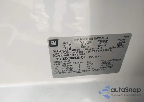 2017 Chevrolet Tahoe Premier from USA, damaged, VIN 1GNSKCKC9HR201664